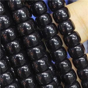 black Jadeite Glass beads, barrel, approx 8mm