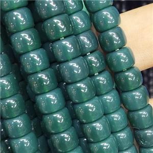 dp.green Jadeite Glass beads, barrel, approx 8mm