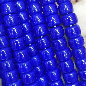 blue Jadeite Glass beads, barrel, approx 8mm