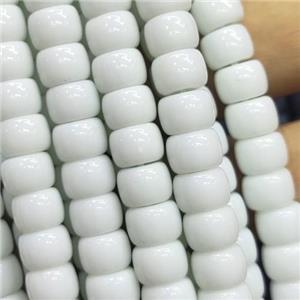 white Jadeite Glass beads, barrel, approx 8mm