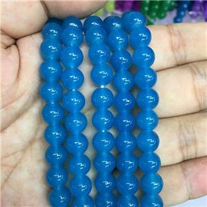 round Jadeite Glass beads, blue, approx 10mm dia