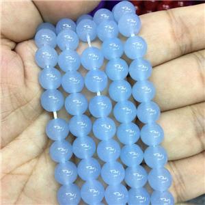 round Jadeite Glass beads, lt.blue, approx 8mm dia