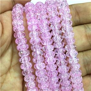 lt.hotpink Crackle Crystal Glass rondelle beads, approx 5x8mm
