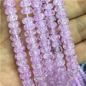 lavender Crackle Crystal Glass rondelle beads, approx 5x8mm