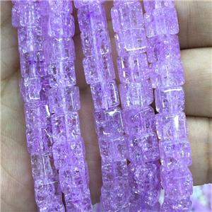lavender Crackle Crystal Glass cube beads, approx 6x6mm