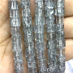 gray Crackle Crystal Glass cube beads, approx 6x6mm