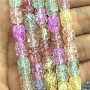Crackle Crystal Glass barrel beads, mixed, approx 8x11mm