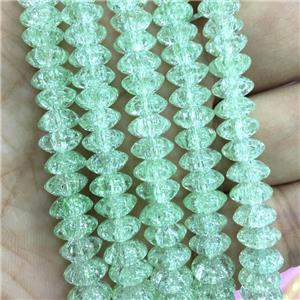green Crackle Crystal Glass bicone beads, approx 4x8mm