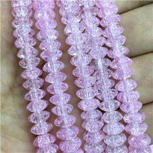 lt.hotpink Crackle Crystal Glass bicone beads, approx 4x8mm