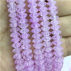 lavender Crackle Crystal Glass bicone beads, approx 4x8mm