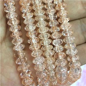 peach Crackle Crystal Glass bicone beads, approx 4x8mm