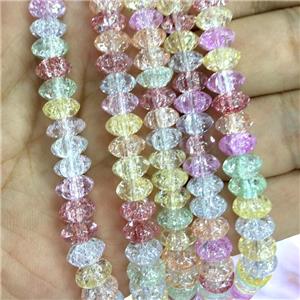 mixed Crackle Crystal Glass bicone beads, approx 4x8mm
