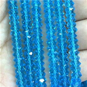 blue Crystal Glass beads, faceted rondelle, approx 3x6mm