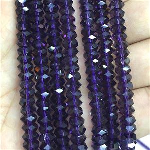 darkpurple Crystal Glass beads, faceted rondelle, approx 3x6mm