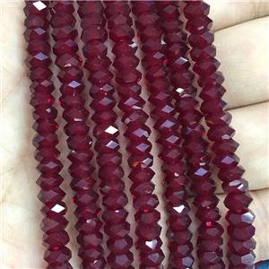 red Crystal Glass beads, faceted rondelle, approx 3x6mm