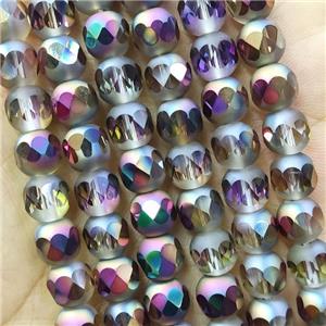 Crystal Glass beads, faceted round, electroplated, approx 8mm