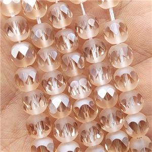 Crystal Glass beads, faceted round, gold champagne electroplated, approx 8mm