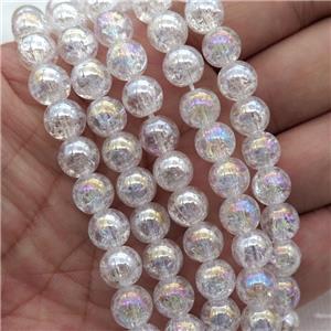 round Crackle Crystal Glass Beads, white AB-color, approx 12mm dia