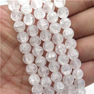 round white Crackle Crystal Glass Beads, matte, approx 10mm dia
