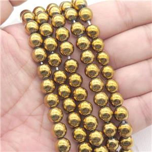 round gold Crystal Glass Beads, approx 8mm dia