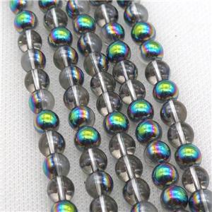 round Crystal Glass Beads, half rainbow plated, approx 12mm dia