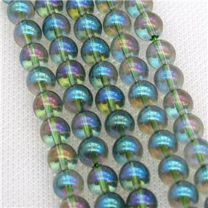 round Crystal Glass Beads, green, approx 12mm dia