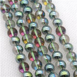 round Crystal Glass Beads, half green, approx 10mm dia