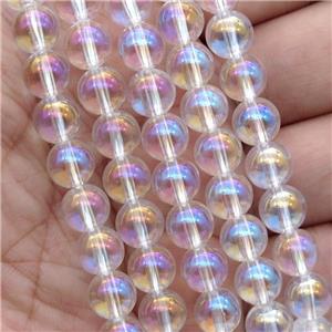 round Crystal Glass Beads, clear AB-color, approx 8mm dia