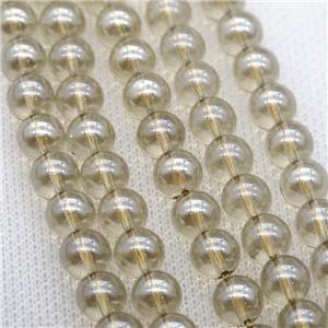 round Crystal Glass Beads, silver champagne, approx 12mm dia