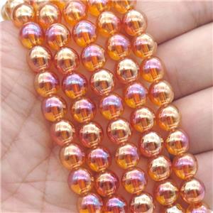 round Crystal Glass Beads, orange AB-color, approx 4mm dia