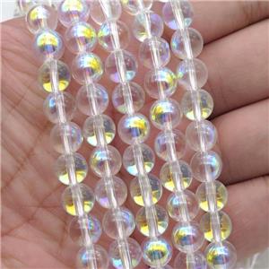 round Crystal Glass Beads, clear AB-color, approx 4mm dia