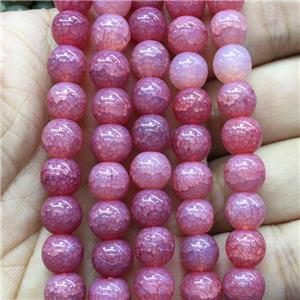 pink Crackle Glass round Beads, approx 8mm dia
