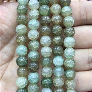 lt.green Crackle Glass round Beads, approx 8mm dia