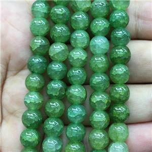 green Crackle Glass round Beads, approx 10mm dia