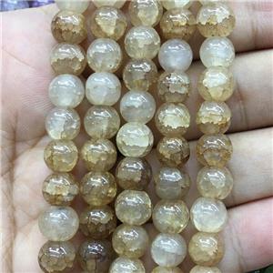 khaki Crackle Glass round Beads, approx 12mm dia
