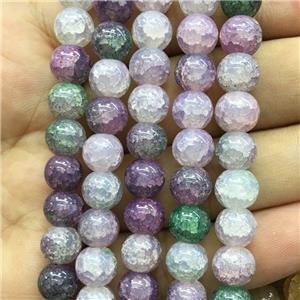 Crackle Glass round Beads, multi-color, approx 8mm dia