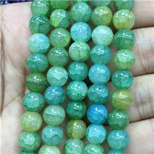 Crackle Glass round Beads, green, approx 8mm dia