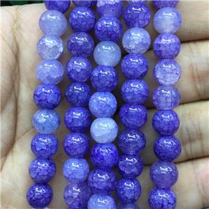 lavender Crackle Glass round Beads, approx 8mm dia