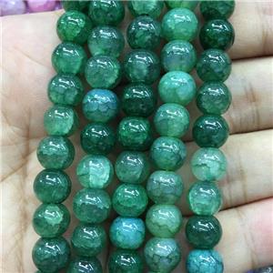 green Crackle Glass round Beads, approx 12mm dia
