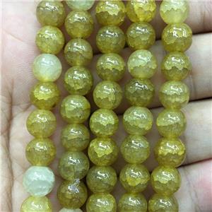 olive Crackle Glass round Beads, approx 12mm dia