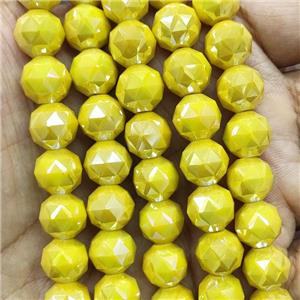 yellow Jadeite Glass Beads, faceted round, approx 10mm, 72pcs per st