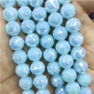 aqua Jadeite Glass Beads, faceted round, approx 10mm, 72pcs per st