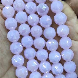 lt.pink Jadeite Glass Beads, faceted round, approx 10mm, 72pcs per st