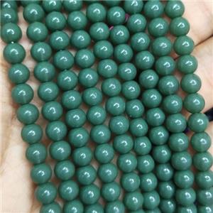green fire Lacquered Glass Beads, round, approx 6mm dia, 70pcs per st