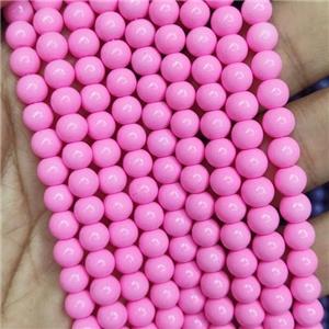 pink Lacquered Glass Beads, round, approx 6mm dia, 70pcs per st