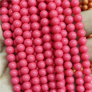red Lacquered Glass Beads, round, approx 6mm dia, 70pcs per st