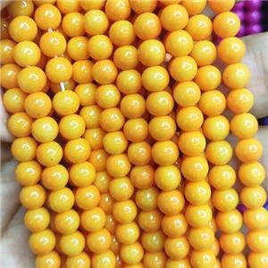 gold Lacquered Glass Beads, round, approx 8mm dia, 52pcs per st