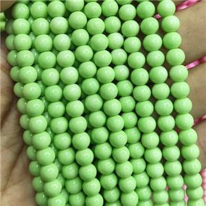 green Lacquered Glass Beads, round, approx 8mm dia, 52pcs per st