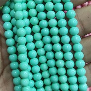 mint green Lacquered Glass Beads, round, approx 6mm dia, 70pcs per st