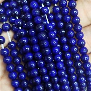 royalBlue Lacquered Glass Beads, round, approx 6mm dia, 70pcs per st